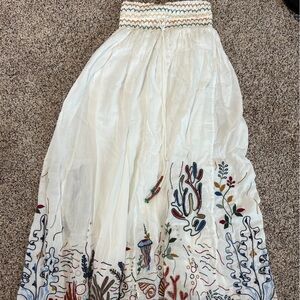 Zara White Maxi Skirt with Colorful Embroidery